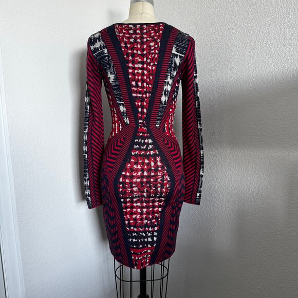 BCBGMaxAzria | Silk Cotton Jacquard Bodycon Sweater Dress size XS - Picture 4 of 8